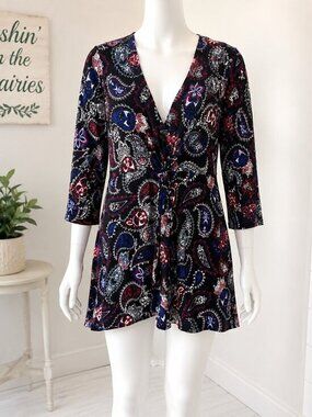 4 for $25 🍒 Penningtons Multicolor Paisley V-Neck Blouse Relaxed Fit Size 1x